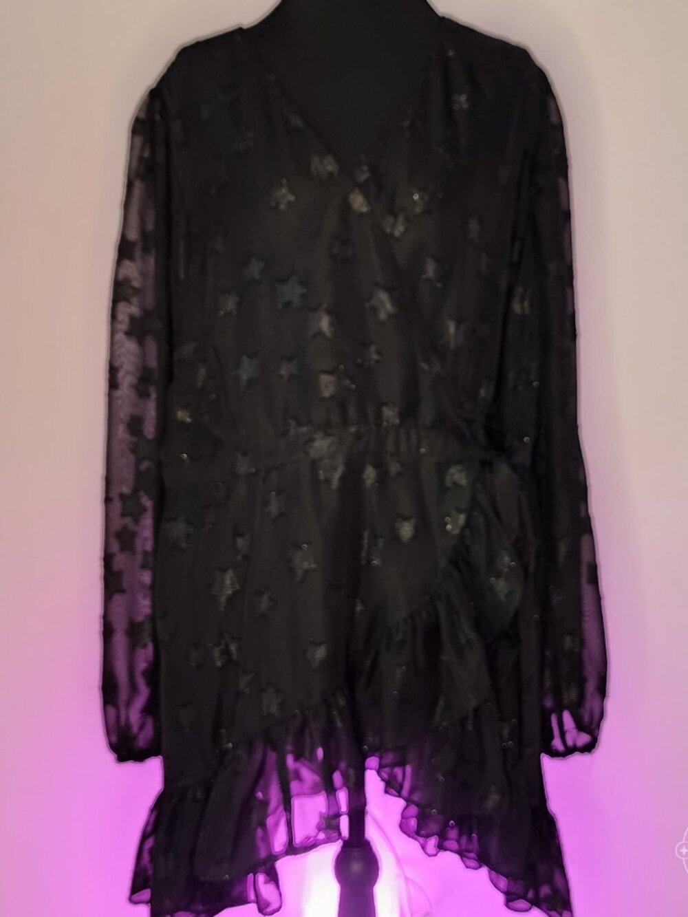Like New! Torrid Black Star Print Sheer Wrap Blouse